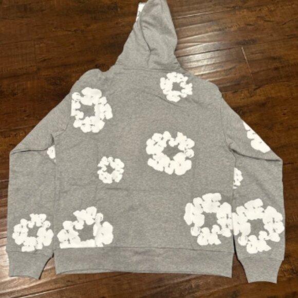 Denim tears Gray Hoodie with White Floral Design - Picture 3 of 3